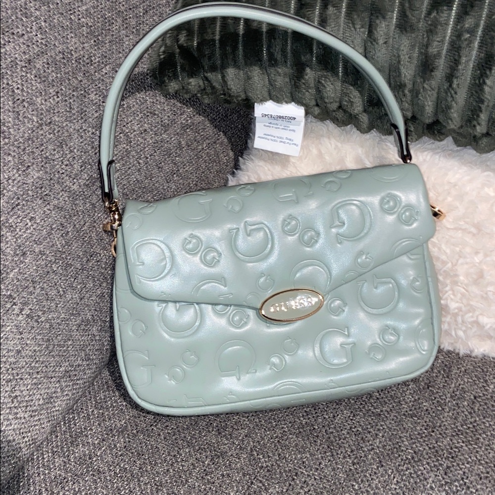 Guess Light Green Embossed Crossbody Bag